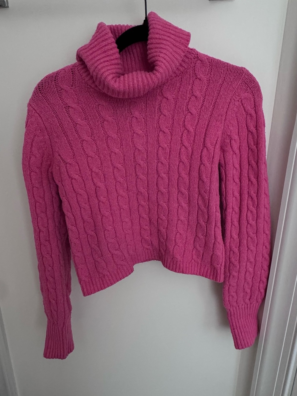 Jessica Simpson Hot Pink Cable Knit Turtleneck Sweater